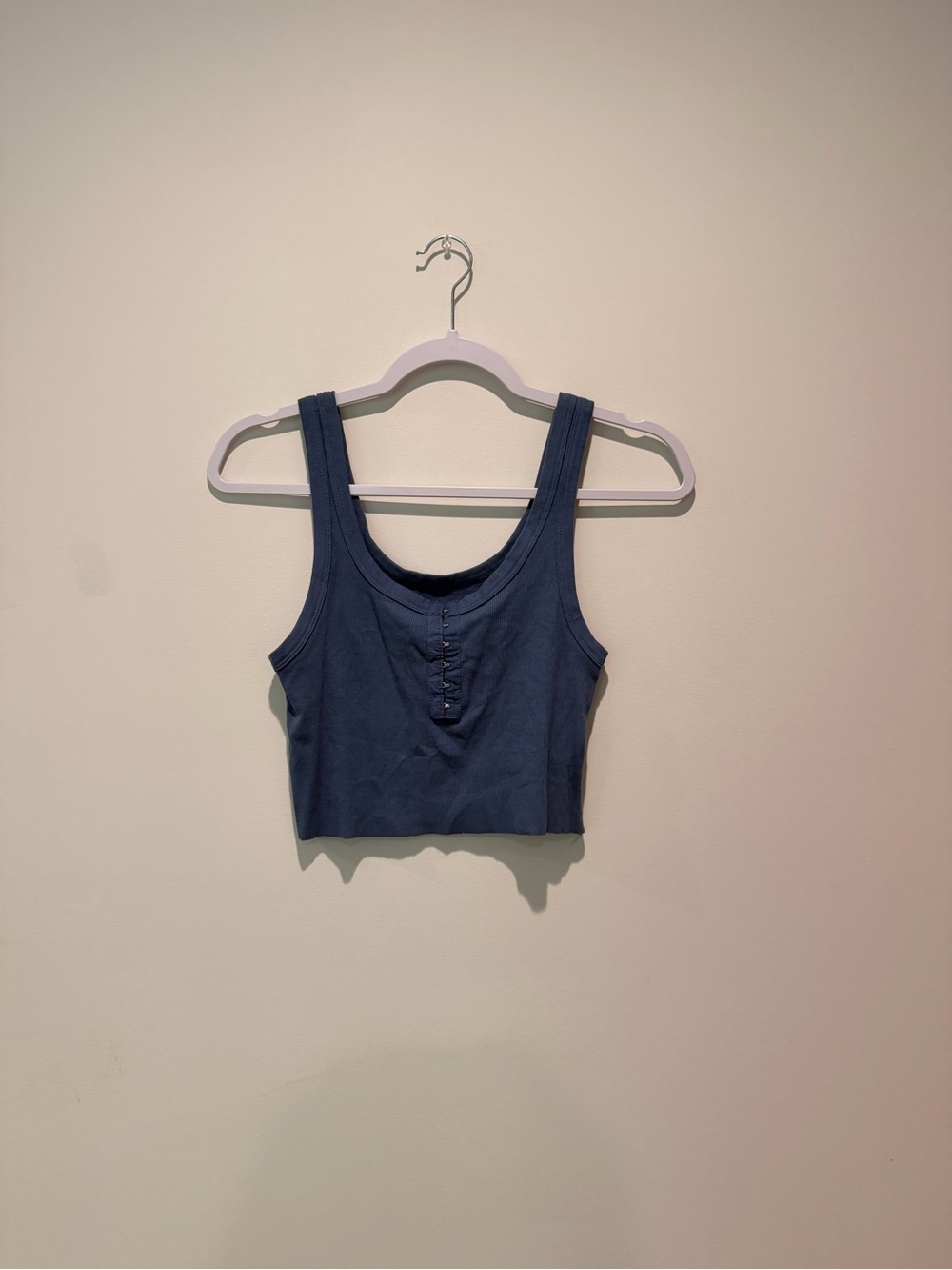 aerie Navy Henley Crop Tank